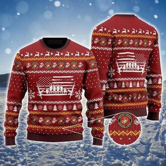 U.S Marine Corps Ugly Christmas Sweater, Christmas Pattern Ugly Sweater For Veteran | Favorety UK