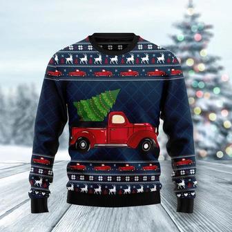 Vintage Red Truck Ugly Christmas Sweater For Men & Women | Favorety