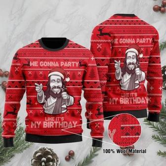 We Gonna Party Like It’s My Birthday Jesus Ugly Christmas Sweater, Jumper Gift | Favorety UK