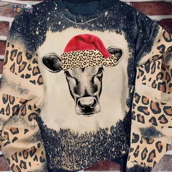 Xmas Cow Leopard Bleached Sweater | Favorety