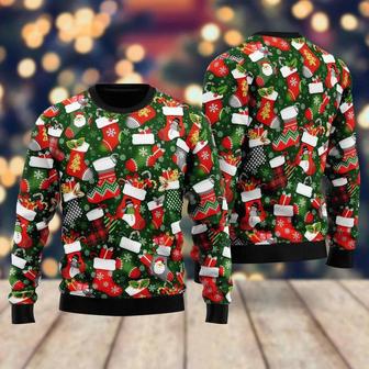 Xmas Stockings Fabric on Green Ugly Christmas Sweater For Men & Women | Favorety DE