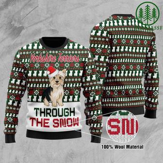 Yorkshire Terriers Through The Snow Christmas Ugly Sweater | Favorety CA