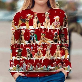 Airedale Terrier Sweatshirt Funny Ugly Christmas Sweater Xmas Present For Fiance | Favorety