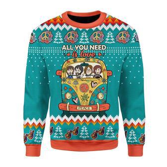 All You Need Is Love Hippie Ugly Christmas Sweater | Favorety DE