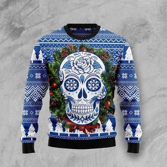 Awesome Sugar Skull Ugly Christmas Sweater unisex womens & mens, couples matching, friends, funny family ugly christmas holiday sweater gifts | Favorety