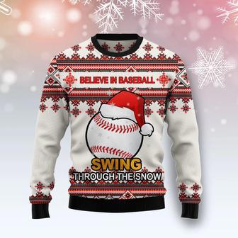 Baseball Santa Hat Ugly Christmas Sweater | Favorety