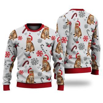 Bengal Cat Christmas Pattern Sweater Christmas Knitted Print Sweatshirt | Favorety AU