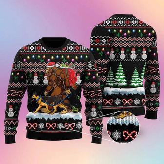 Big Foot And Dog Walking Ugly Christmas Sweater For Men & Women | Favorety AU