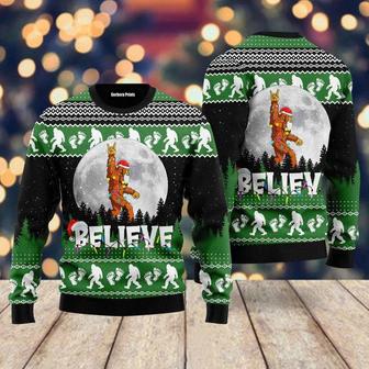 Bigfoot Believe Ugly Christmas Sweater For Men & Women | Favorety