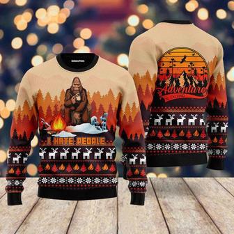 Bigfoot I Hate People Camping Ugly Christmas Sweater For Men & Women | Favorety