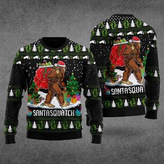 Bigfoot Santasquatch Ugly Christmas Sweater For Men & Women | Favorety