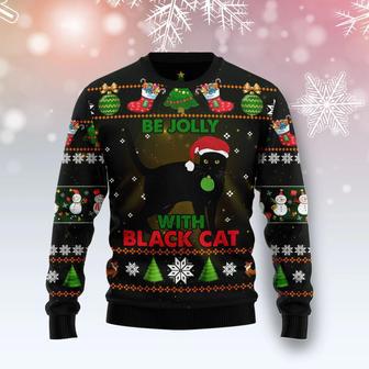 Black Cat Be Jolly Ugly Christmas Sweater | Favorety CA