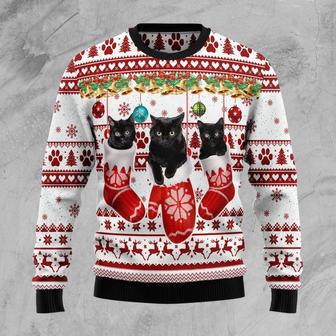 Black Cat Gloves Ugly Christmas Sweater | Favorety DE