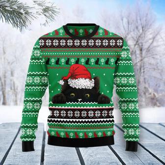 Black Cat Hide unisex womens & mens, couples matching, friends, funny family ugly christmas holiday sweater gifts | Favorety