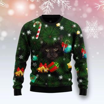 Black Cat Inside Tree Ugly Christmas Sweater | Favorety DE