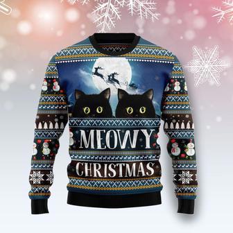 Black Cat Meowy Christmas Ugly Christmas Sweater | Favorety UK