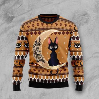 Black Cat Moon And Back Ugly Christmas Sweater | Favorety UK