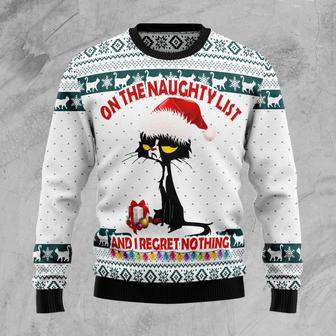 Black Cat Naughty List Ugly Christmas Sweater | Favorety AU