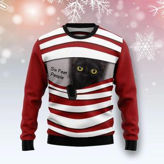 Black Cat Six Feet Ugly Christmas Sweater | Favorety CA