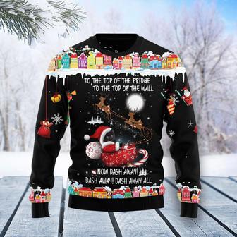 Black Cat Sleigh Christmas Ugly Christmas Sweater | Favorety CA