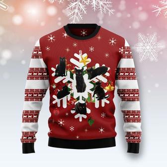 Black Cat Snowflake Ugly Christmas Sweater | Favorety