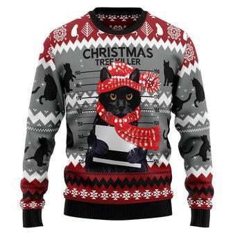 Black Cat Tree Killer Ugly Christmas Sweater | Favorety UK