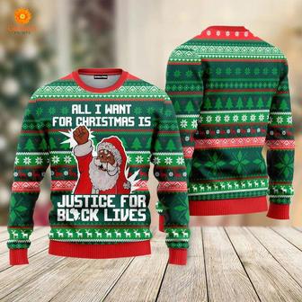 Black Santa Ugly Christmas Sweater For Men & Women | Favorety UK