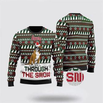 Boxers Through The Snow Christmas Ugly Sweater – Pet Lover Christmas Sweater | Favorety UK