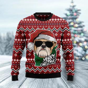 Bulldog Merry Christmas unisex womens & mens, couples matching, friends, funny family ugly christmas holiday sweater gifts | Favorety UK