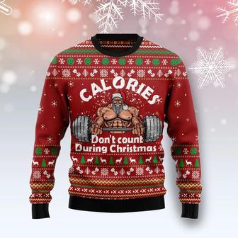 Calories Don‘t Count During Christmas unisex womens & mens, couples matching, friends, gym lover, funny family ugly christmas holiday sweater gifts | Favorety