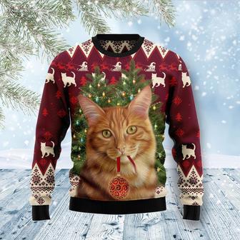 Cat Decor Pine Ugly Christmas Sweater | Favorety