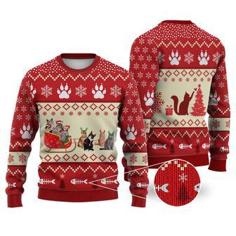 Cat Reindeer Christmas Sweater Christmas Knitted Print Sweatshirt | Favorety CA