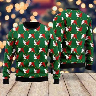 Cat Silhouettes Green Argyle Ugly Christmas Sweater For Men & Women | Favorety DE