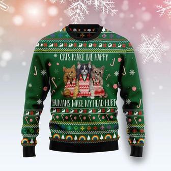 Cats Make Me Happy Ugly Christmas Sweater | Favorety