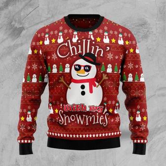 Chillin With My Snowmies Ugly Christmas Sweater unisex womens & mens, couples matching, friends, funny family sweater gifts | Favorety UK