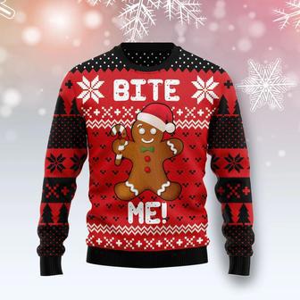 Christmas Bite Me unisex womens & mens, couples matching, friends, funny family ugly christmas holiday sweater gifts | Favorety DE