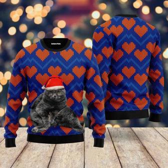 Christmas Black Cat In Heart Love Ugly Christmas Sweater For Men & Women | Favorety UK