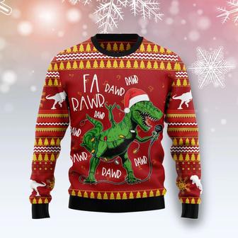 Christmas Singing Dinosaur unisex womens & mens, couples matching, friends, funny family ugly christmas holiday sweater gifts | Favorety