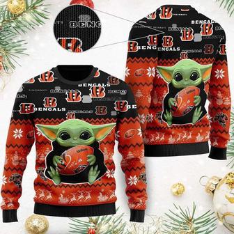 Christmas Star Wars Baby Yoda Star Wars Cincinnati Bengals Custom Name – Sweater | Favorety DE