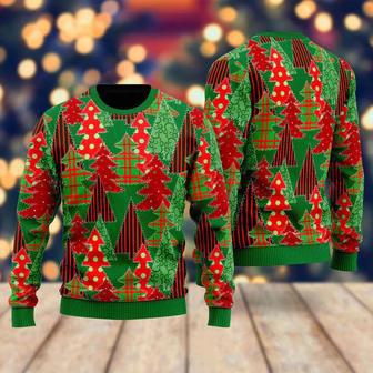 Christmas Tree Patchwork Fabric Pattern Ugly Christmas Sweater For Men & Women | Favorety