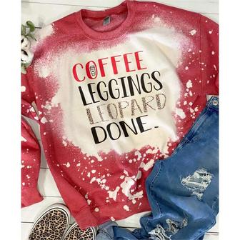 Coffee leggings leopard bleached sweatshirt | Favorety