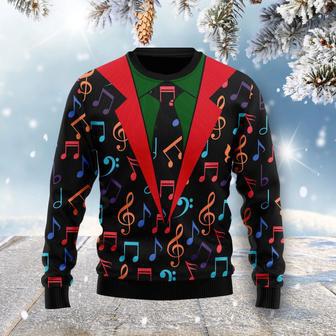 Colorful Music Notes Ugly Christmas Sweater unisex womens & mens, couples matching, friends, funny family sweater gifts | Favorety CA