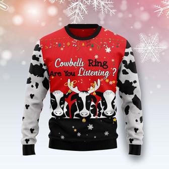 Cow Bell Rings Ugly Christmas Sweater | Favorety