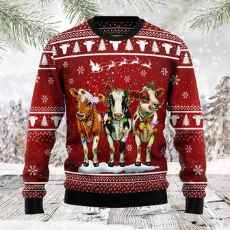 Cow Christmas unisex womens & mens, couples matching, friends, cattle lover, cow lover funny family ugly christmas holiday sweater gifts | Favorety
