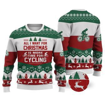 Cycling All I Want For Christmas Sweater Christmas Knitted Print Sweatshirt | Favorety UK