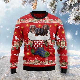 Dachshund Light Up Ugly Christmas Sweater unisex womens & mens, couples matching, friends, dog lover, funny family sweater gifts. | Favorety