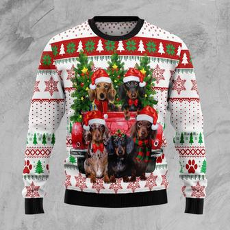 Dachshund Red Truck Ugly Christmas Sweater | Favorety UK