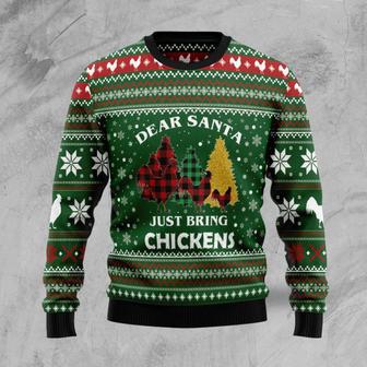 Dear Santa Just Bring Chickens Ugly Christmas Sweater unisex womens & mens, couples matching, friends, funny family sweater gifts | Favorety AU