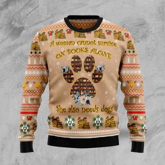 Dog And Book Lover Ugly Christmas Sweater | Favorety AU