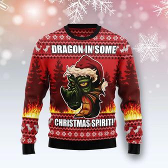 Dragon in some Christmas Spirit Ugly Christmas Sweater unisex womens & mens, couples matching, friends, funny family ugly christmas holiday sweater gifts | Favorety